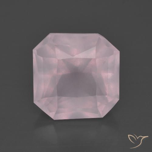 Cuarzo rosa rosa natural de 4,94 ct, corte esmeralda, transparente