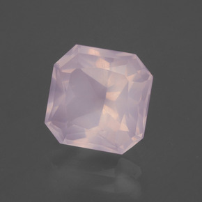 Cuarzo Rosa Rosado claro natural de 3.53 ct, corte esmeralda, Transparente