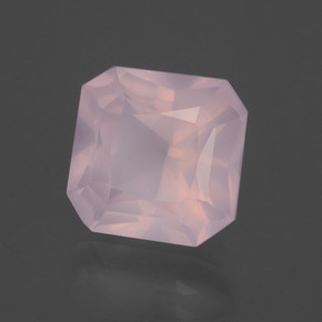 Cuarzo Rosa Rosado claro natural de 4.15 ct, corte esmeralda, Transparente