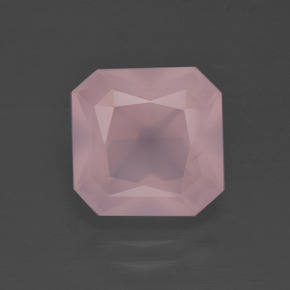 Cuarzo Rosa Rosado medio natural de 3.91 ct, corte esmeralda, Transparente