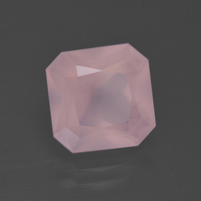 Cuarzo Rosa Rosado medio natural de 3.91 ct, corte esmeralda, Transparente