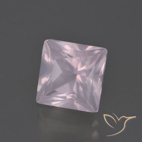 Cuarzo rosa Rosado claro natural de 4.39 ct, Cuadrado, Transparente