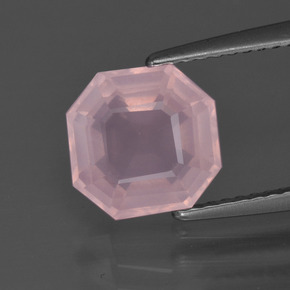Cuarzo rosa rosa natural de 2,79 ct, corte esmeralda, transparente
