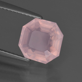 Cuarzo rosa rosa natural de 2,79 ct, corte esmeralda, transparente