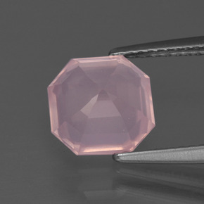 Cuarzo rosa rosa natural de 2,79 ct, corte esmeralda, transparente
