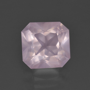 Cuarzo Rosa Rosado claro natural de 2.77 ct, corte esmeralda, Transparente