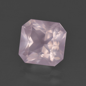 Cuarzo Rosa Rosado claro natural de 2.77 ct, corte esmeralda, Transparente