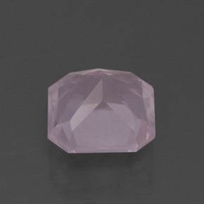 Cuarzo Rosa Rosado claro natural de 2.77 ct, corte esmeralda, Transparente
