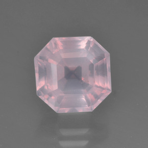 Cuarzo Rosa Rosado claro natural de 3.45 ct, corte esmeralda, Transparente