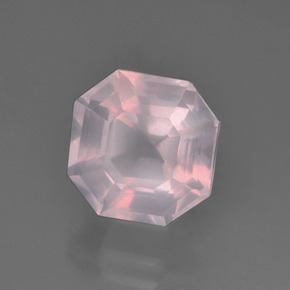 Cuarzo Rosa Rosado claro natural de 3.45 ct, corte esmeralda, Transparente