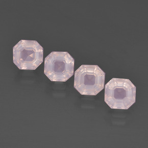 Gemas de Cuarzo Rosa Rosado Bubblegum natural de 5.73 ct, corte esmeralda, Transparente