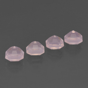 Gemas de Cuarzo Rosa Rosado Bubblegum natural de 5.73 ct, corte esmeralda, Transparente