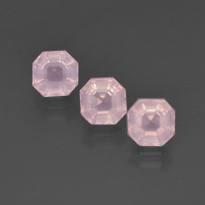 Gemas de Cuarzo Rosa Rosado claro natural de 4.33 ct, corte esmeralda, Transparente