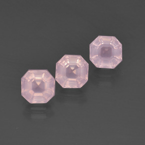 Gemas de Cuarzo Rosa Rosado claro natural de 4.33 ct, corte esmeralda, Transparente