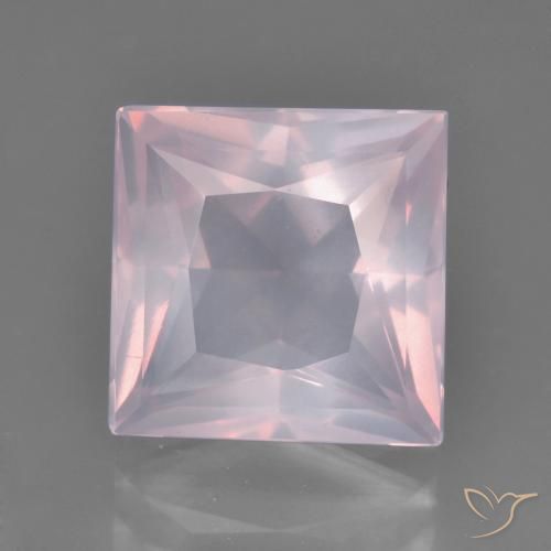 Cuarzo Rosa Rosado claro natural de 5.34 ct, Cuadrado, Transparente