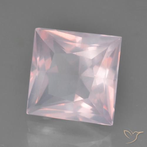 Cuarzo Rosa Rosado claro natural de 5.34 ct, Cuadrado, Transparente