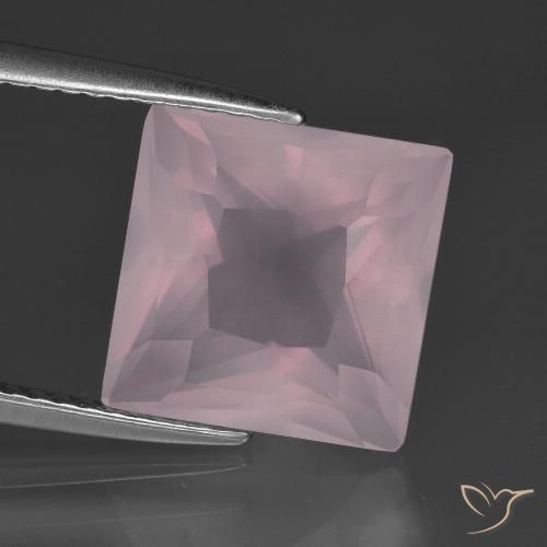 Cuarzo rosa rosa natural de 5,56 ct, cuadrado, transparente