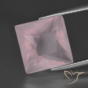 Cuarzo rosa rosa natural de 5,56 ct, cuadrado, transparente