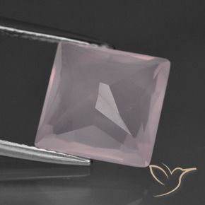 Cuarzo rosa rosa natural de 5,56 ct, cuadrado, transparente