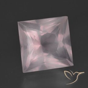 Cuarzo rosa Rosado claro natural de 6.35 ct, Cuadrado, Transparente