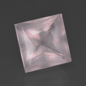 Cuarzo rosa rosa natural de 7,81 ct, cuadrado, transparente