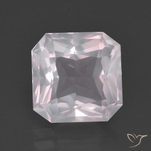 Cuarzo rosa blanco natural de 4,81 ct, corte esmeralda, transparente
