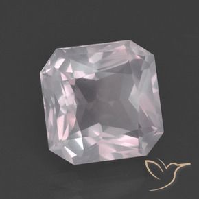 Cuarzo rosa blanco natural de 4,81 ct, corte esmeralda, transparente