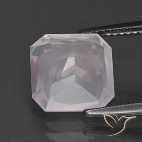 Cuarzo rosa blanco natural de 4,81 ct, corte esmeralda, transparente
