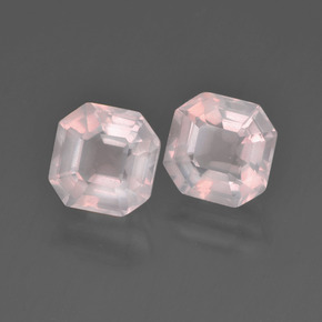 Gemas de cuarzo rosa rosa natural de 3,18 ct, corte esmeralda, transparente