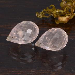 Gemas de cuarzo rosa rosa natural de 6,56 ct, briolette, VS