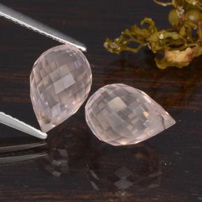 Gemas de cuarzo rosa rosa natural de 6,56 ct, briolette, VS
