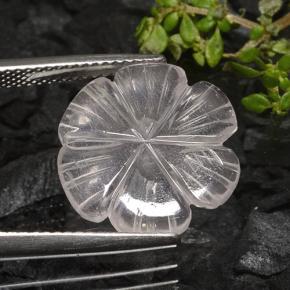 Cuarzo rosa blanco natural de 4,90 ct, corte flor, transparente