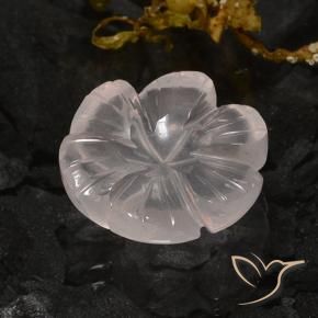 Cuarzo rosa Rosado flamingo natural de 10.56 ct, Corte Flor, Transparente