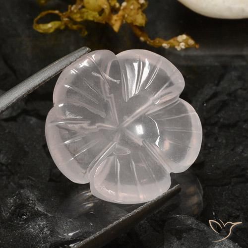 Cuarzo rosa Blanco natural de 12.37 ct, Corte Flor, Transparente