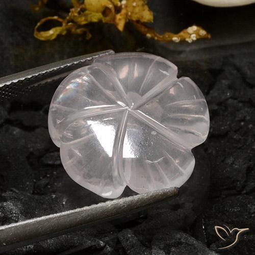 Cuarzo rosa Blanco natural de 12.37 ct, Corte Flor, Transparente