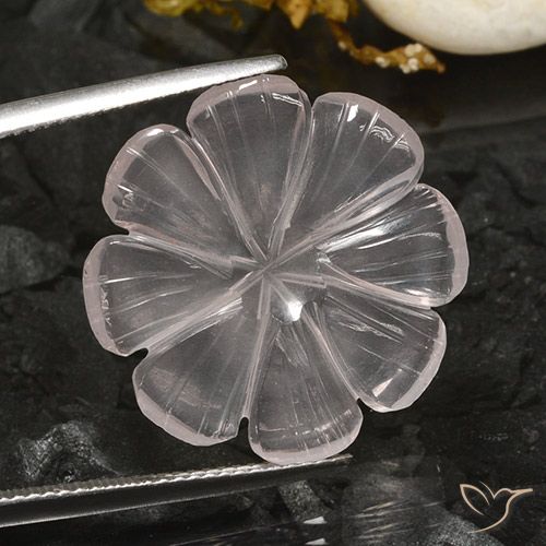 10.31ct Natural Blanco Cuarzo rosa, Corte Flor, Transparente