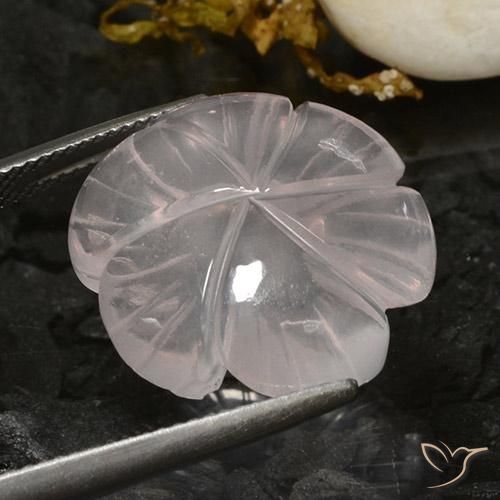 Cuarzo rosa Blanco natural de 16.68 ct, Corte Flor, Transparente
