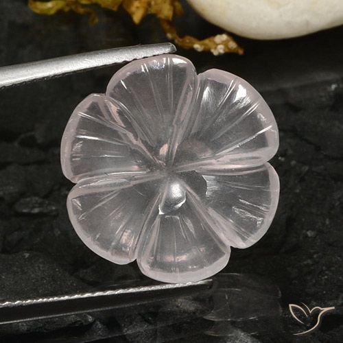 9.72ct Natural Blanco Cuarzo rosa, Corte Flor, Transparente