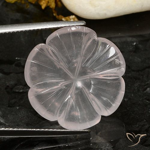 17.37ct Natural Blanco Cuarzo rosa, Corte Flor, Transparente