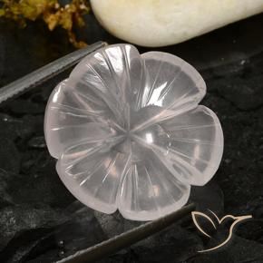Cuarzo rosa Blanco natural de 17.37 ct, Corte Flor, Transparente