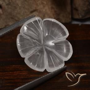 Cuarzo rosa Blanco natural de 9.90 ct, Corte Flor, Transparente