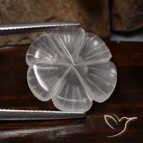 Cuarzo rosa Blanco natural de 9.90 ct, Corte Flor, Transparente