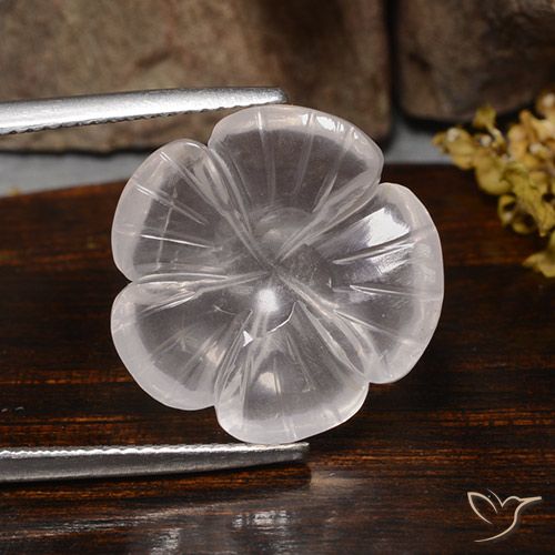 11.24ct Natural Blanco Cuarzo rosa, Corte Flor, Transparente