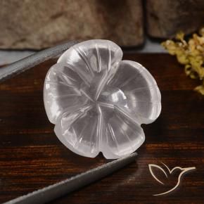 Cuarzo rosa Blanco natural de 11.24 ct, Corte Flor, Transparente