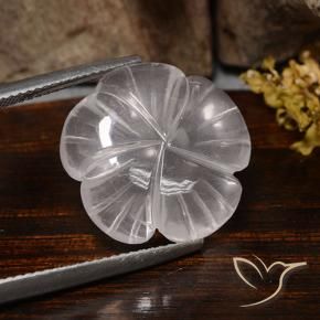 Cuarzo rosa Blanco natural de 11.24 ct, Corte Flor, Transparente