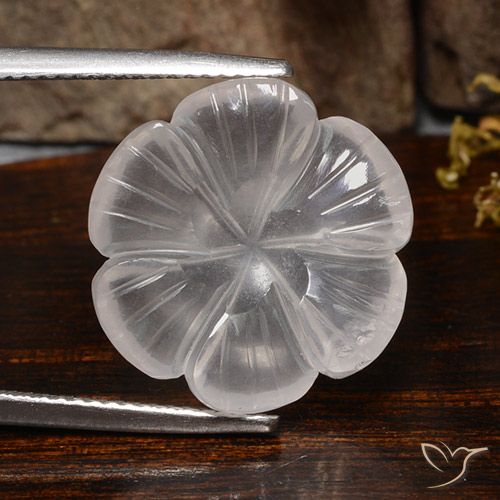 10.15ct Natural Blanco Cuarzo rosa, Corte Flor, Transparente