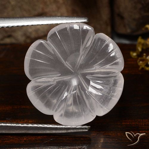 10.45ct Natural Blanco Cuarzo rosa, Corte Flor, Transparente