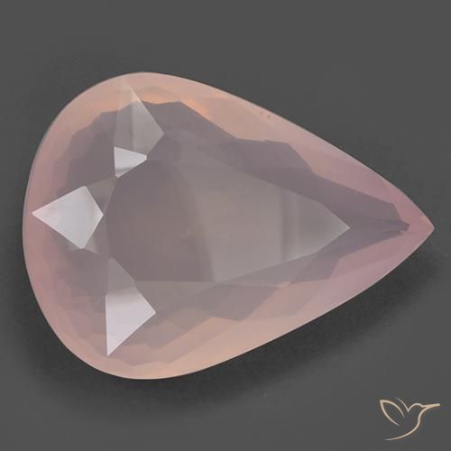 Cuarzo rosa Rosado coral claro natural de 95.55 ct, En forma de pera, Transparente