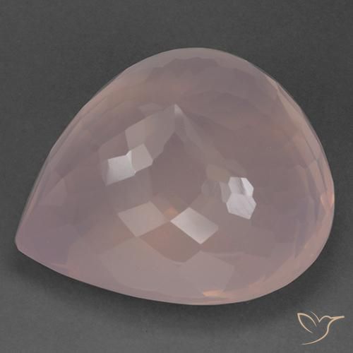 Cuarzo rosa Rosado flamingo natural de 96.78 ct, En forma de pera, Transparente