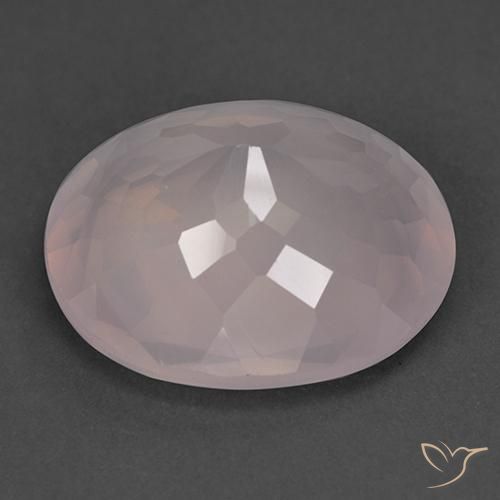 Cuarzo rosa Rosado claro natural de 25.35 ct, Ovalada, Transparente